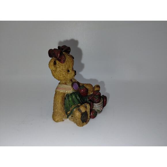 Teddy Bear Figurine by Young's - June Birthstone Amethyst Strawberry - 2 Inches - Picture 5 of 6